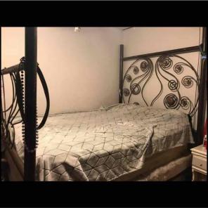 Queen hand-made cast iron antique bed