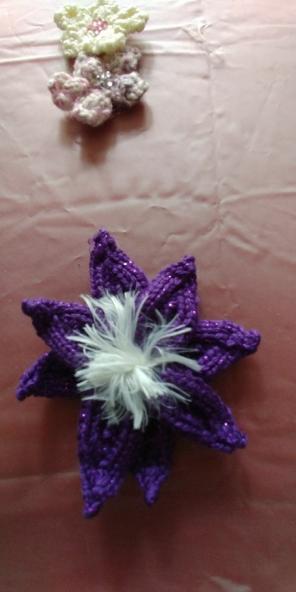 Hand knitted flowers