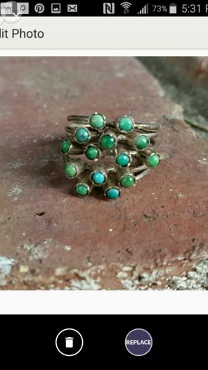 Turquoise Sterling Silver Ring Sz adj
