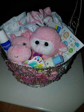 Pink Baby Gift Basket