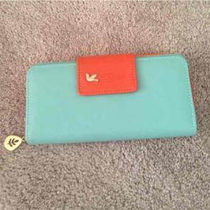 Mint Green and Orange Wallet