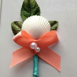 "Groom" seashell corsage