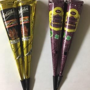 2 BLACK 2 PURPLE COLORED HENNA CONES