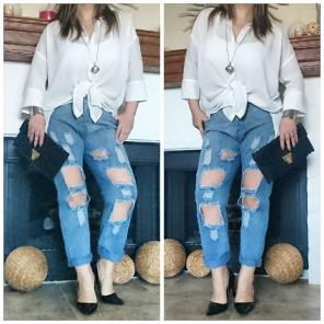 Boyfriend rippped cutout destroyed jeans