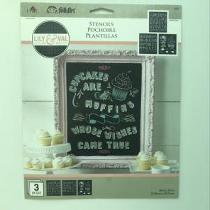Stencils 3 Pcs Set (Letters & Cupcake)