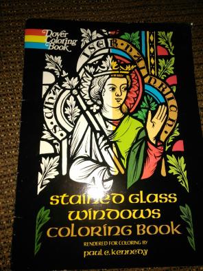 Vintage stained glass coloring book