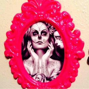 Lowrider day of the dead pinup in frame