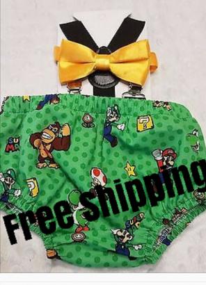 Nintendo smash cake outfit 12-18 months
