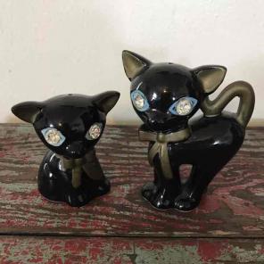 Vintage Leftons Black Cat S&P Rhinestone
