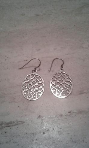 Genuine1.4".925ssfiligree heart earrings