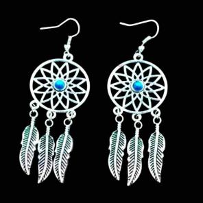 Drop/Dangle Turquoise Feather JewelrySet