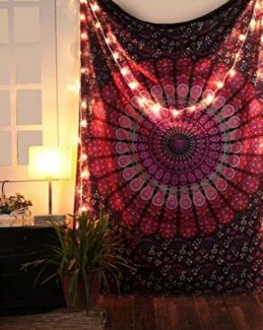 Peacock tapestry boho