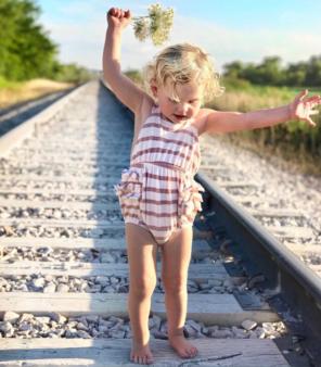 Alice & Ames Strawberry Stripe Romper