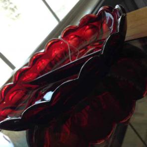 Ruby Red 2-Compartment Glass Dish