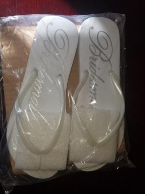 New white bridesmaid flip flops
