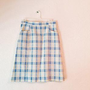 Vintage Blue Yellow Plaid Pencil Skirt S