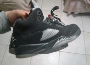 Air jordan 5 black metallic silver sz 7