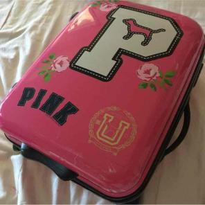 VS Pink university pink suitcase
