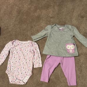 3 Piece Set, Worn 1 Time, 0-3 Months