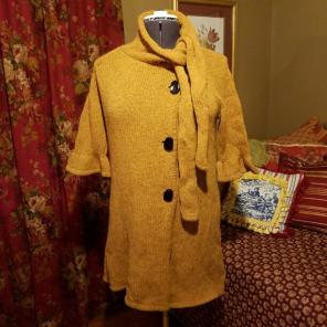 Tibi Mustard Scarf collar Knit Sweater L