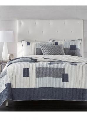 Patchwork KING Quilt Gray/Blue $470
