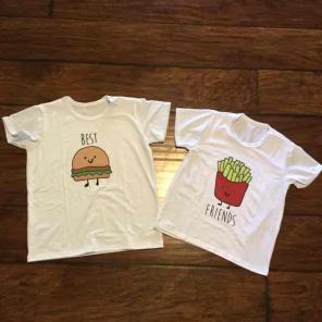 "Best Friends" burger fries t-shirt set