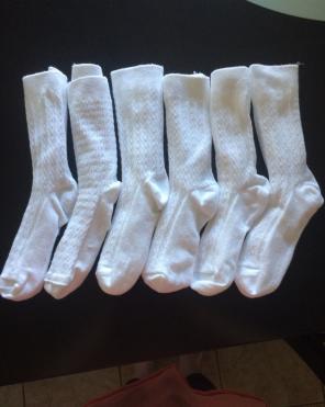 Girls white Socks (6 Pair), Size Small