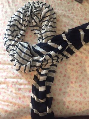 Navy And White Striped Scarf