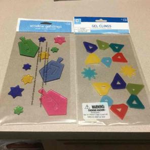 HANUKKAH WINDOW GEL CLINGS 2 PKS DREIDEL