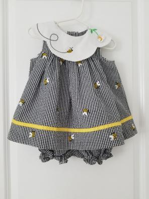 Vintage black/yellow gingham Bee jumper