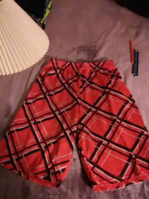 Red with black and white stripes
