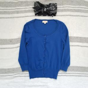 Blue scoop neck cardigan