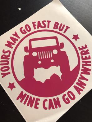 Jeep Can Go Anywhere Decal Pink