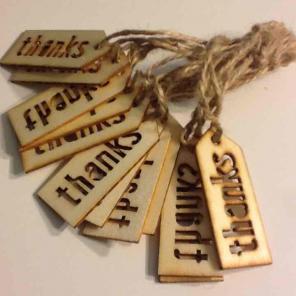 Wood Tags "Thanks" 5 packs x 12 in each
