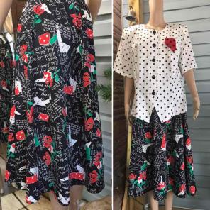 Vintage 80's Roses are Red Full Skirt