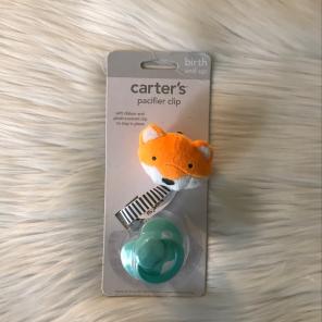2 Carter's Pacifier Clips Fox and Turtle