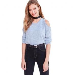 H.I.P. Cold Shoulder Heathered Sweater