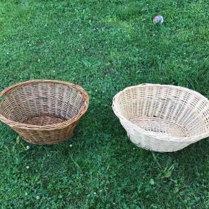 Wood wicker laundry baskets