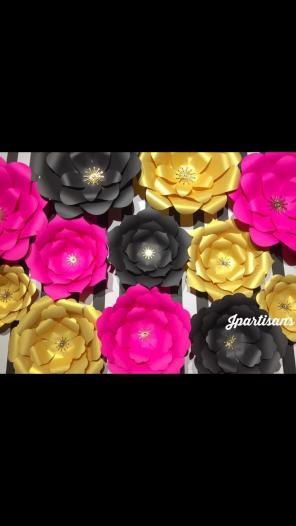 Pink,gold,black paper flower/wall decor
