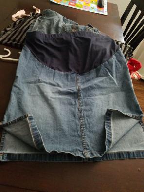 Maternity knee length denim skirt