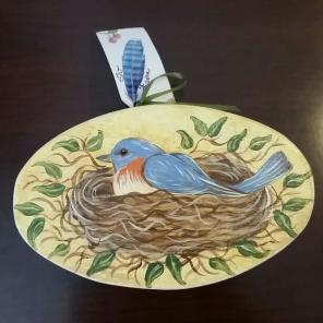 Hand painted bird oval gift box