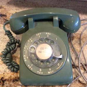 Rotary dial vintage phone avocado green