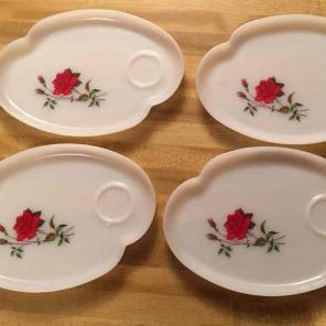 Federal Rosecrest Snack Trays, set of 4