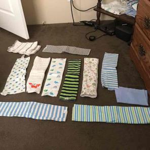 11 burp rags and diaper bag