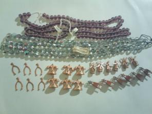 Vintage Copper Charms Glass Beads OLD