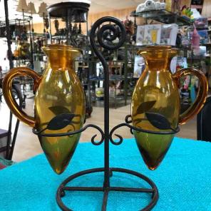 Vinegar and Olive glass dispensing set