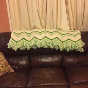 Handmade Green/White Throw Blanket