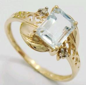 10k Yellow Gold Natural Aquamarine Sz 7