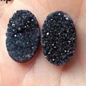 Jet black quartz crystal druzy cabochons