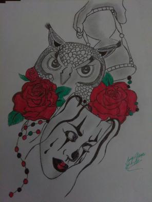 Owl, Hourglass, Roses, & Mask